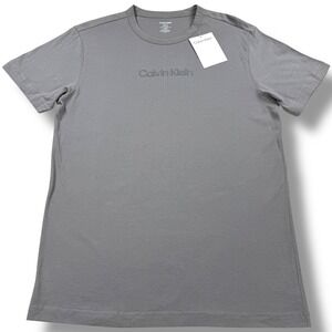 Calvin Klein Sleep T-Shirt Mens Size‎ Small S Gray Embroidered Logo Short Sleeve